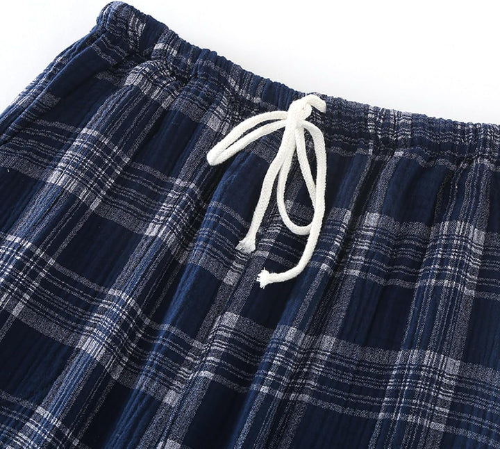 2er Pack Herren Schlafanzughose Baumwolle Pyjamahose Herren Lang Pyjamahose Karierte Nachtwäsche M 0