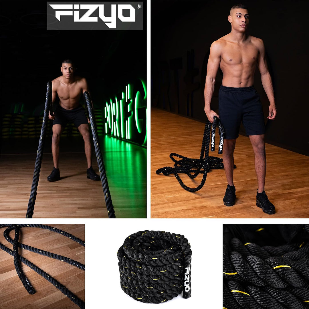 FIZYO Battle Rope 9 m – Trainingsseil Fitness für Functional Training | Robustes Fitness Seil mit Um