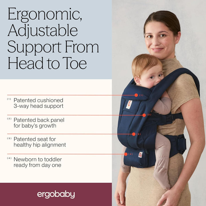 Ergobaby Omni Deluxe All-in-One Babytrage für Neugeborene ab Geburt bis 20kg, Ergonomische 4-Positio