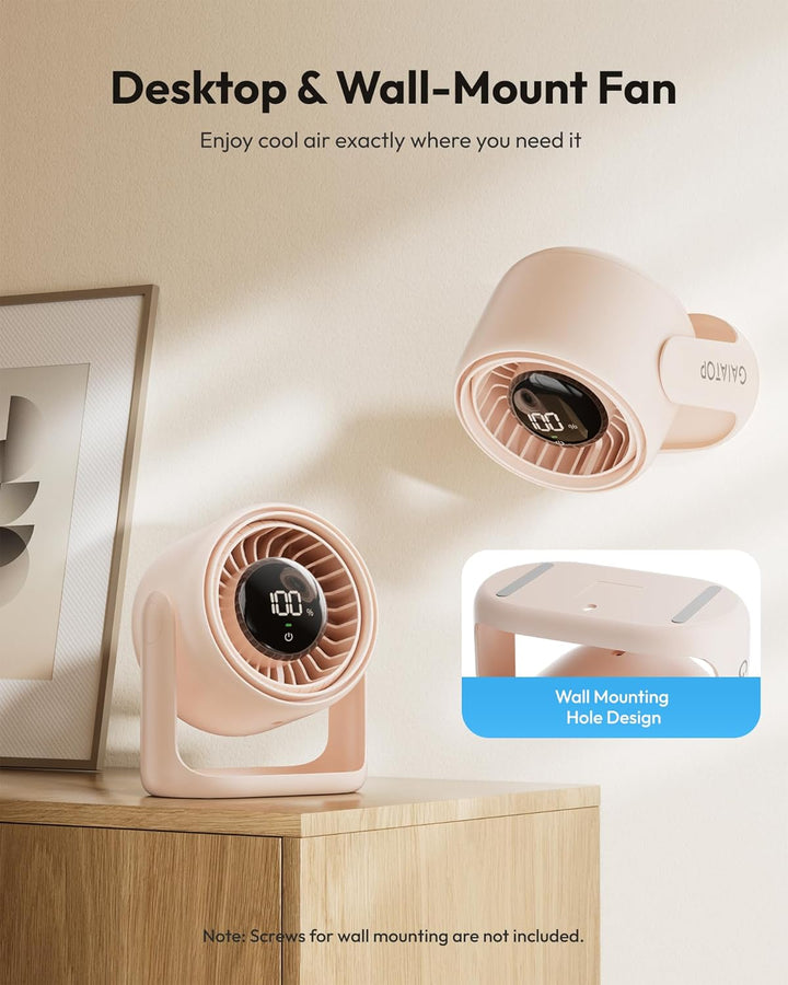 gaiatop Schreibtischventilator mit Touch-Steuerung, 4000 mAh Akku, 5 Geschwindigkeiten Ultra-leise m