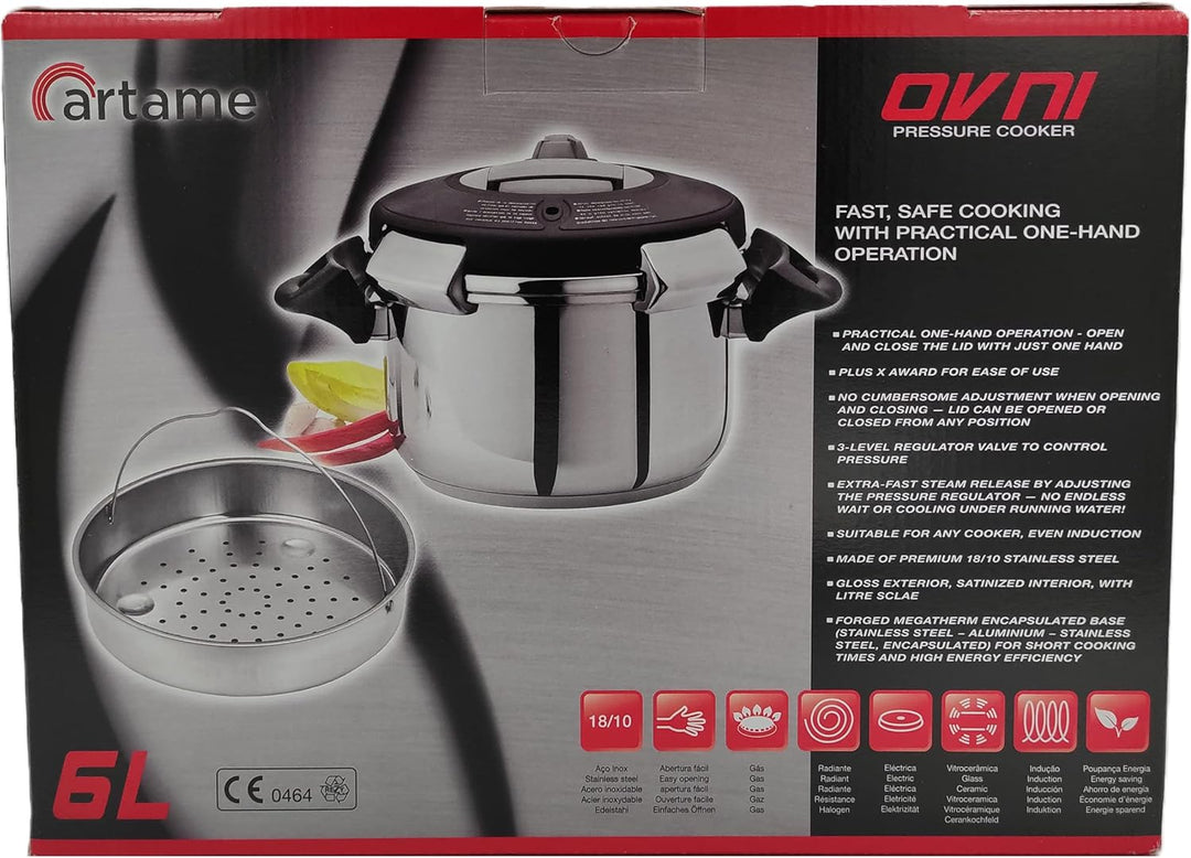 Artame Ovni Schnellkochtopf UFO, 10 l, Edelstahl