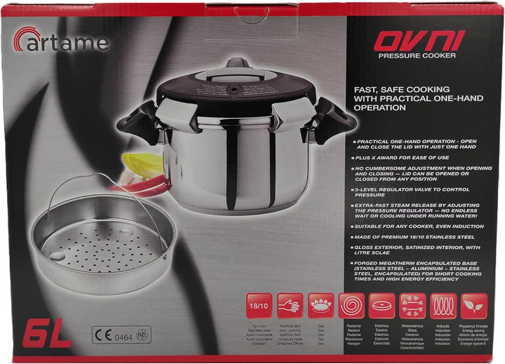 Artame Ovni Schnellkochtopf UFO, 10 l, Edelstahl