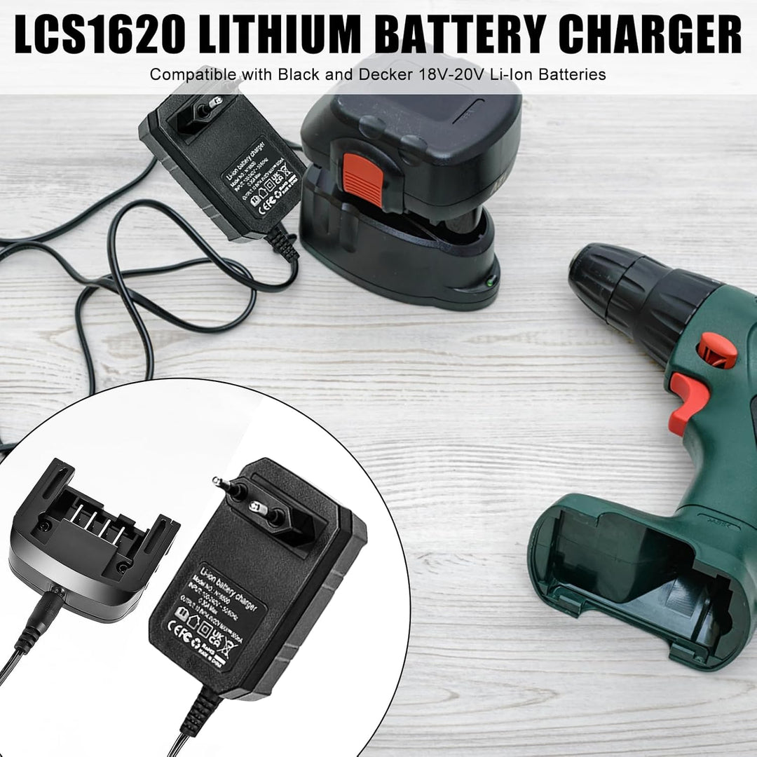 Ladegerät Lithium 18V/20V, Ladegerät Kompatibel mit Black & Decker, 18V/20V Lithium-Akku Ladegerät f