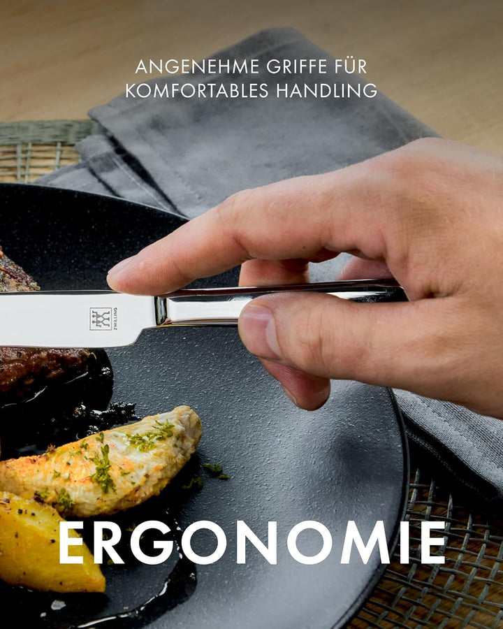 ZWILLING Steakbesteck Set für 6 Personen, 12-teilig, 6 Steakmesser und 6 Steakgabeln, Inkl. Aufbewah