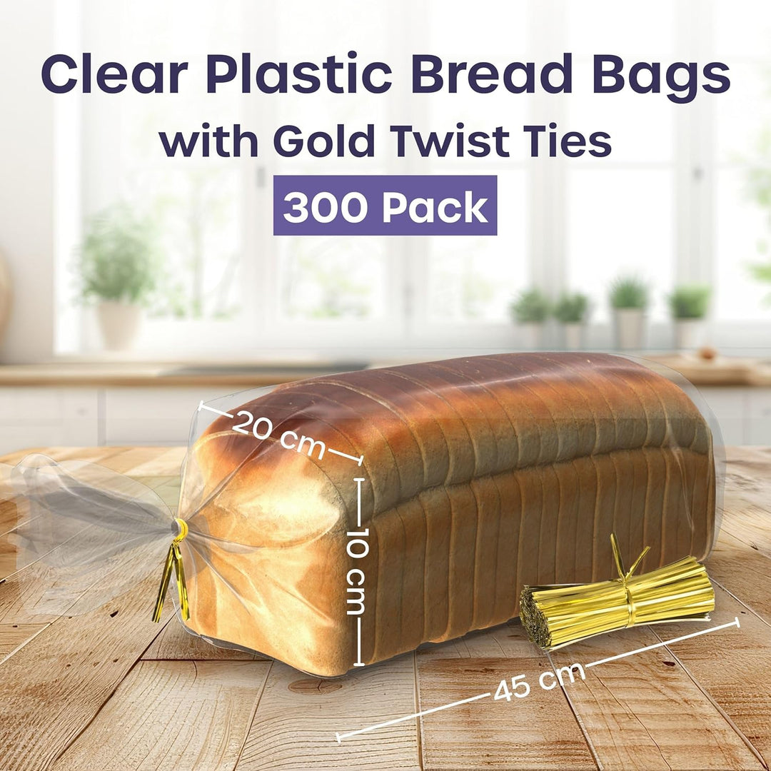 Klare Plastik-Brottüten – Packung mit 300 Brottüten für hausgemachtes Brot, Backbrötchen und Baguett