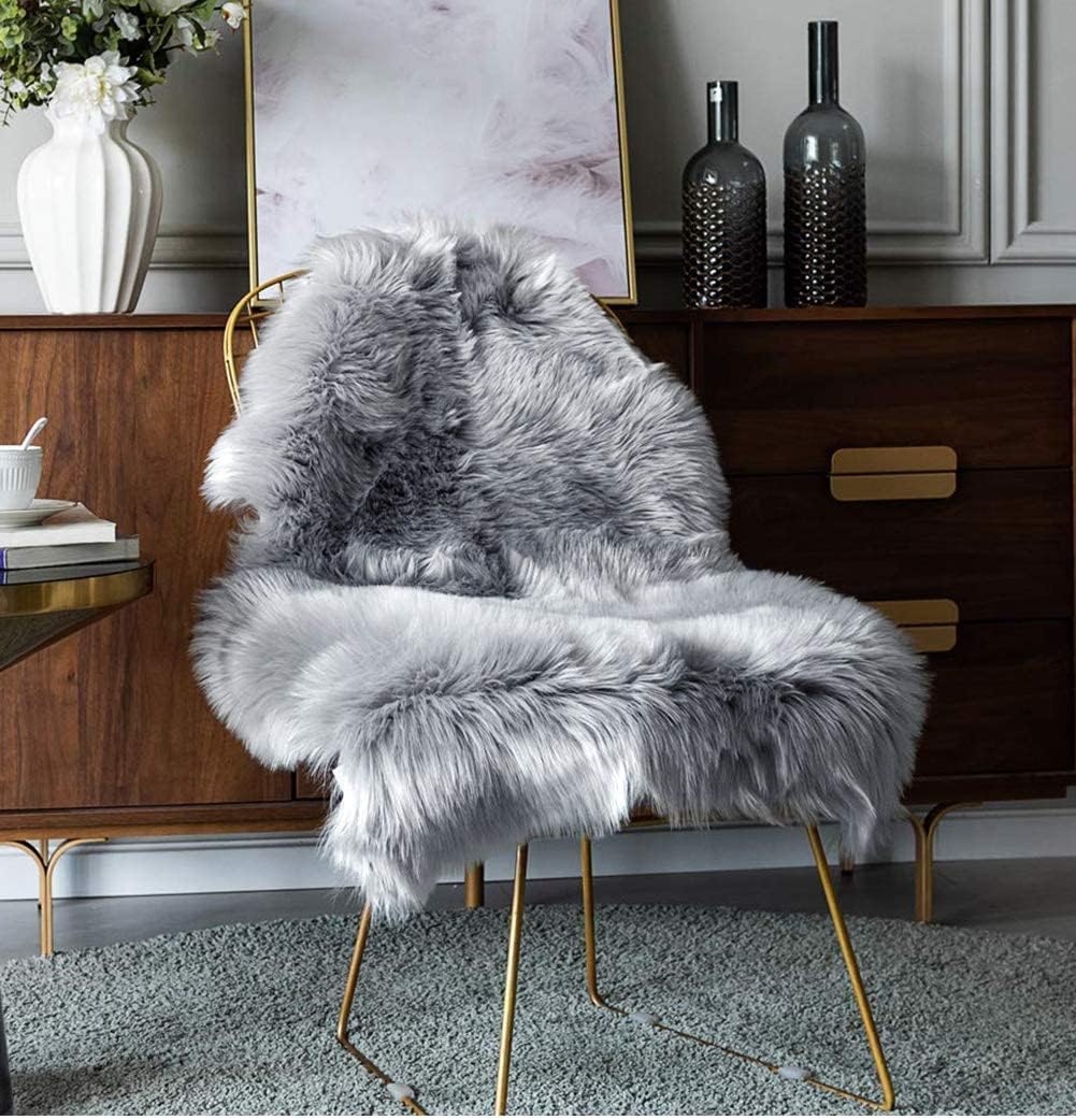 HEQUN Faux Lammfell Schaffell Teppich Kunstfell Dekofell Lammfellimitat Teppich Longhair Fell Nachah