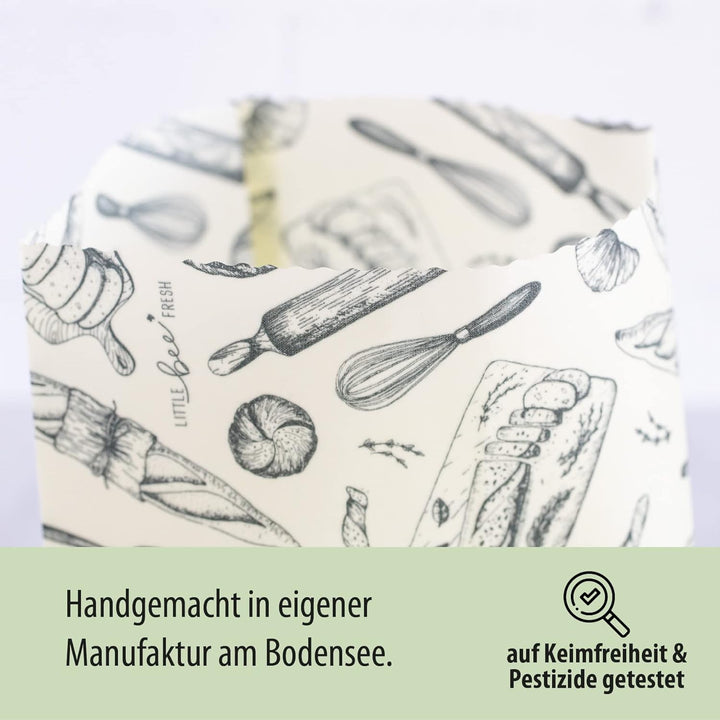 little bee fresh Bio-Bienenwachstuch XL Brotbeutel 29x40 cm aus Deutschland | Brotsack hält Lebensmi