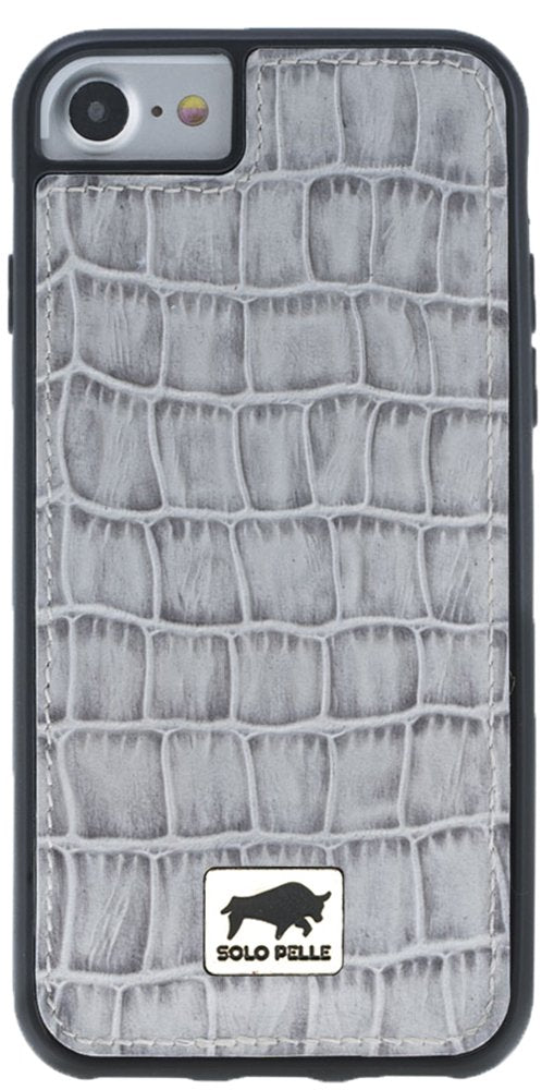 Solo Pelle iPhone 7/8 Case Lederhülle Ledertasche Backcover Flex aus echtem Leder mit Kroko-Prägung