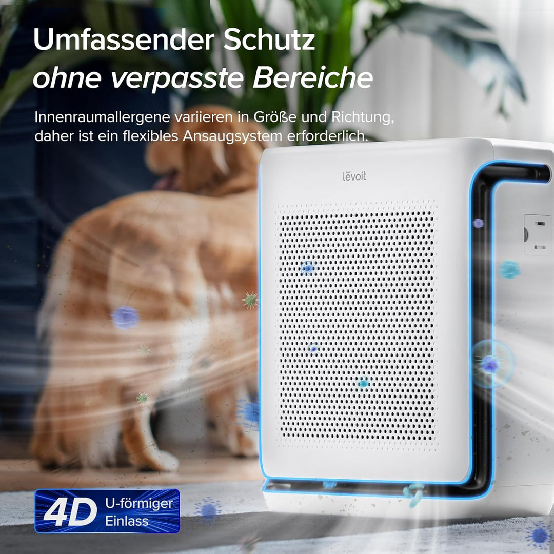 LEVOIT Luftreiniger Allergiker mit Tiermodus, CADR 416m³/h bis 87㎡ Racherzimmer Wohnung, Dualsensor&