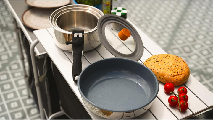 BERGER BlueOak Topfset Induktion 6-TLG. | stapelbares Kochtopf Set mit Pfanne, Glasdeckel & Pfanneng