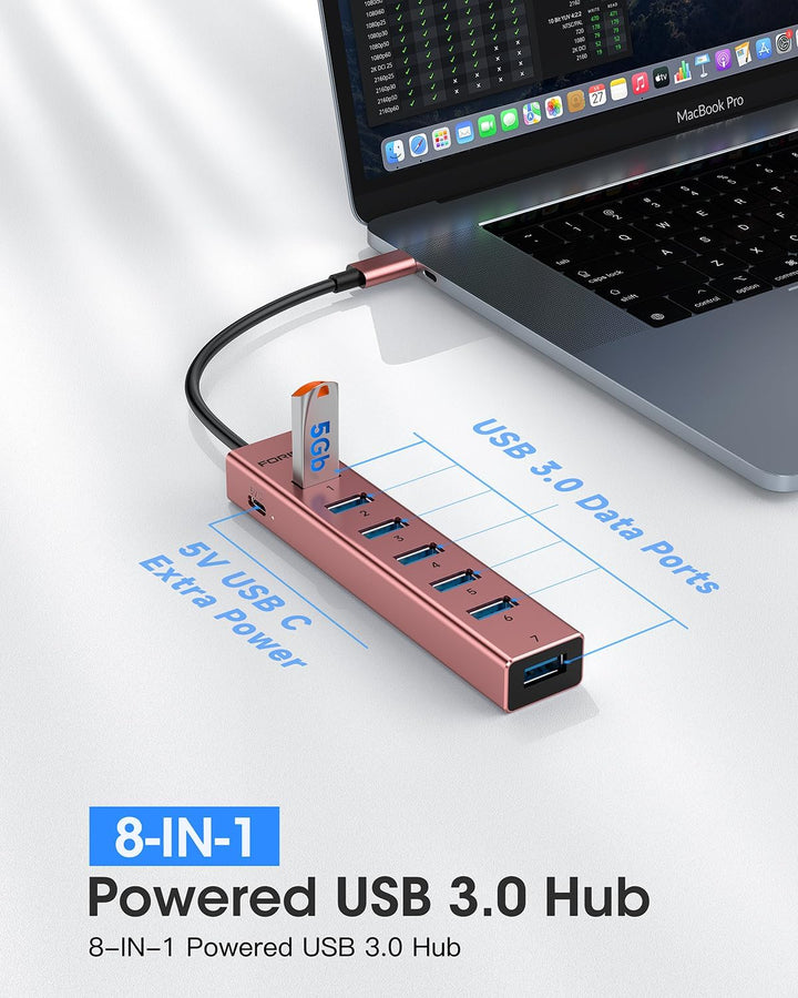 FORIDA Multiport USB C Hub 3.0, USB Verteiler mit 5Gbps Datenübertragung, MacBook Adapter zu USBC Re