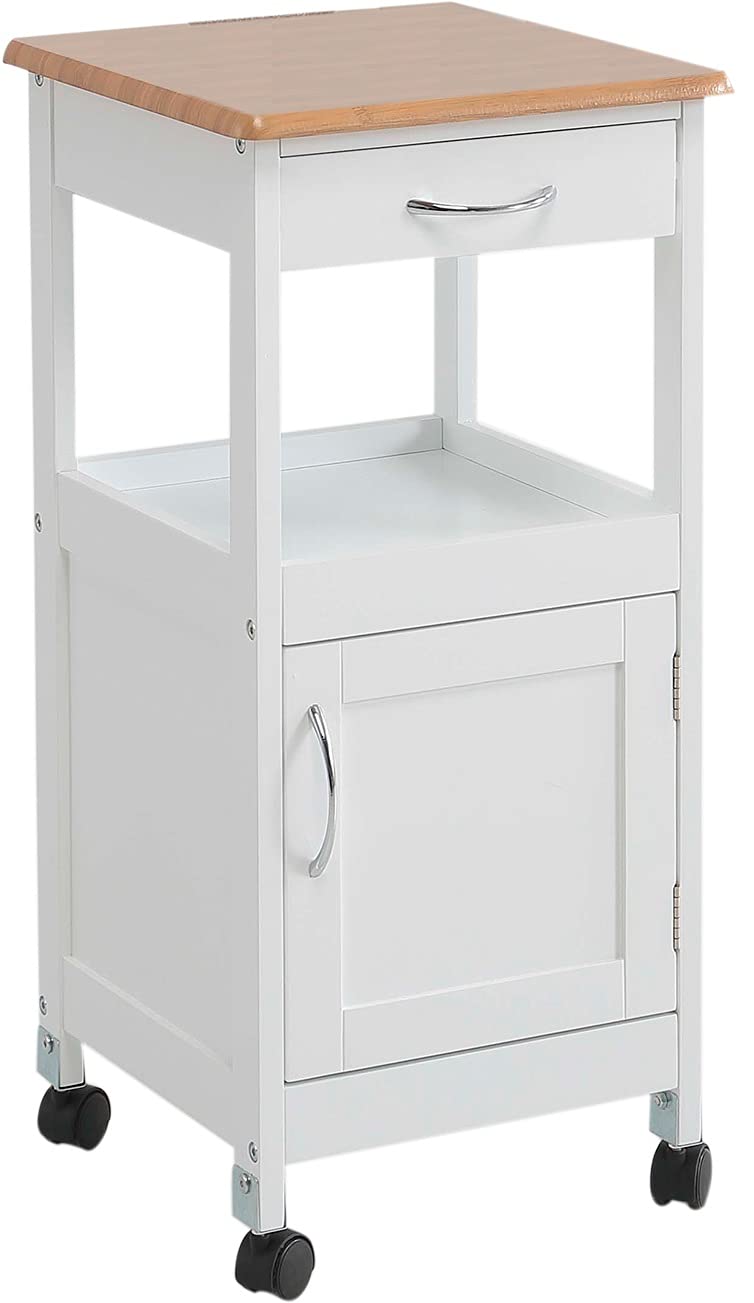 Kit Closet Küchenwagen mit 1 Tür und 1 Schublade, Holz/Weiss, 37 x 37 x 76 Einfaches Holz, Einfaches