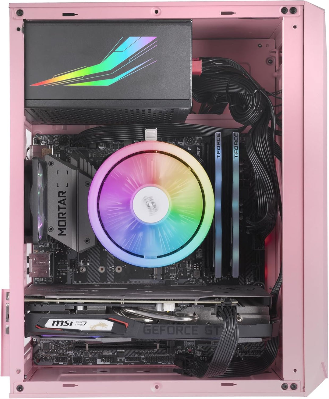 Mars Gaming MC-S1 Rosa, Kompaktes Micro-ATX Gaming PC Gehäuse, ARGB Beleuchtung 12 Modi, FRGB Lüfter