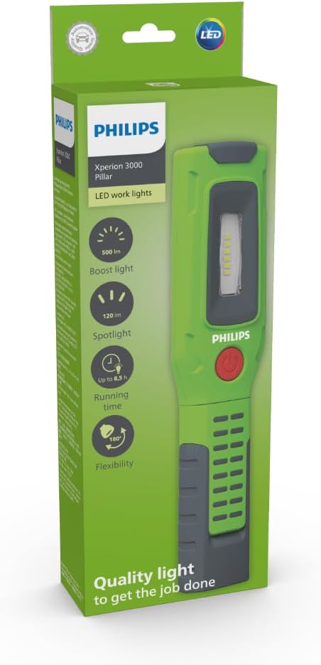 Philips Xperion 3000 Pillar LED-Arbeitsleuchte, robuste wiederaufladbare Werkstattlampe, Handlampe,