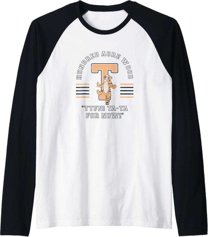 Disney Winnie The Pooh Tigger Collegiate TTFN Ta Ta For Now! Raglan