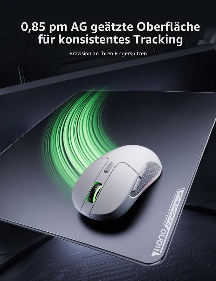 llano Professionelles Glas Mauspad [Unglaubliche 0,8μ Präzision ] Gaming-Mauspad 0,8μ hochpräziser O