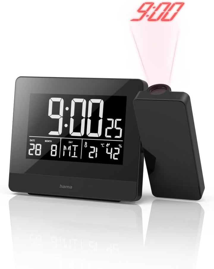 Hama Projektionswecker mit USB-Anschluss (Digitaler Funkwecker mit Touch-Screen, Wecker mit Projekti