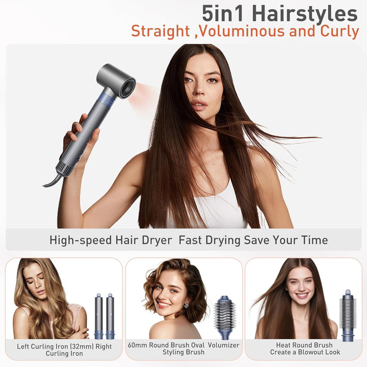 TANSHINE 5 in 1 Hairstyler Auto Air Styler Set,110,000 RPM High Speed Ionic Haartrockner Haarstyler