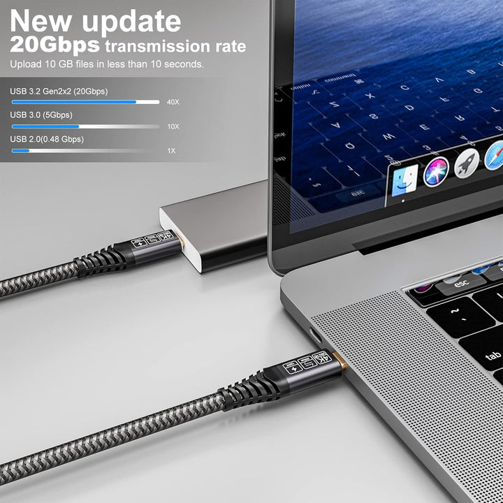 CAKOBLE USB C Kabel 5M,USB C auf USBC 3.2 Gen2 Schnellladekabel,20 Gbps Datenübertragung, 100W 20V/5