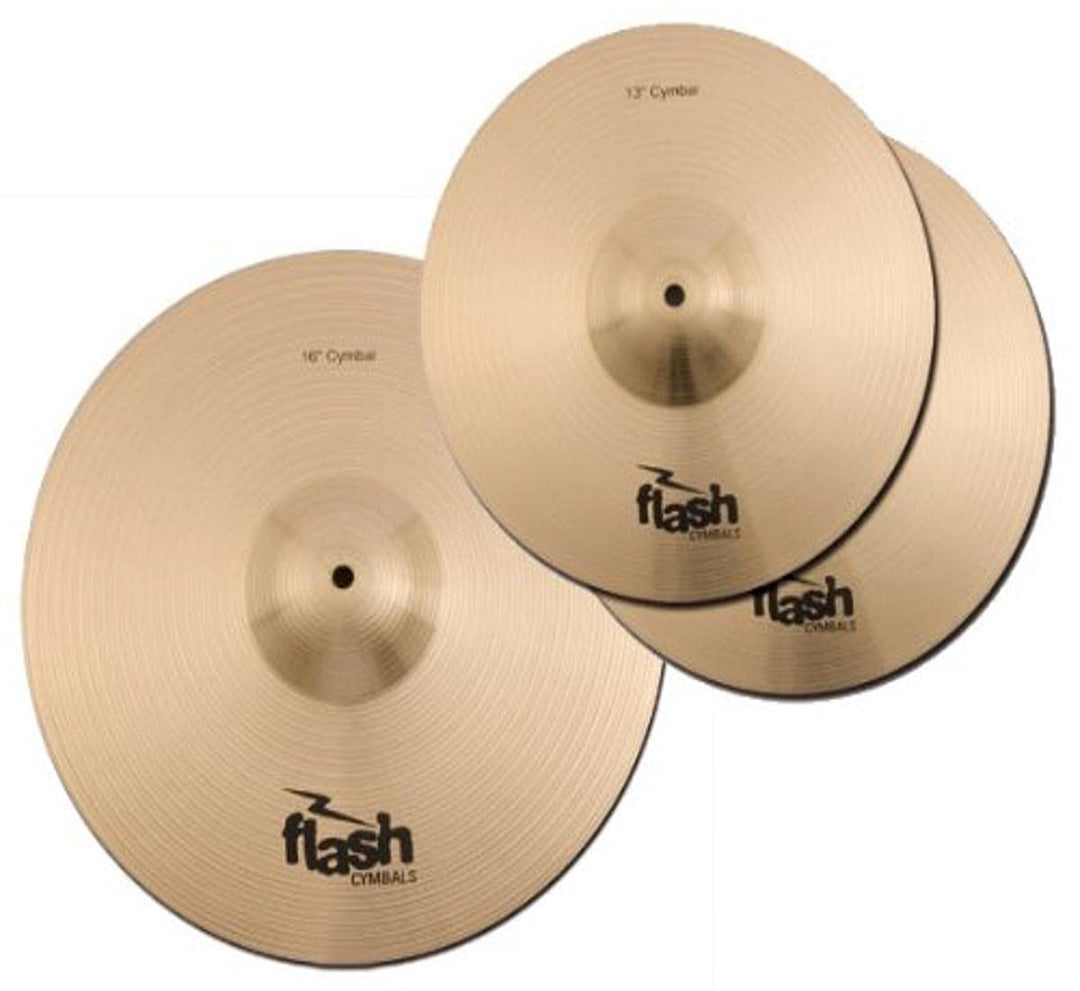 Flash Impact Series 36 Schlagzeug Becken Set (Drum Cymbals, 13" HiHats, 16" Crash-Ride, voller, durc