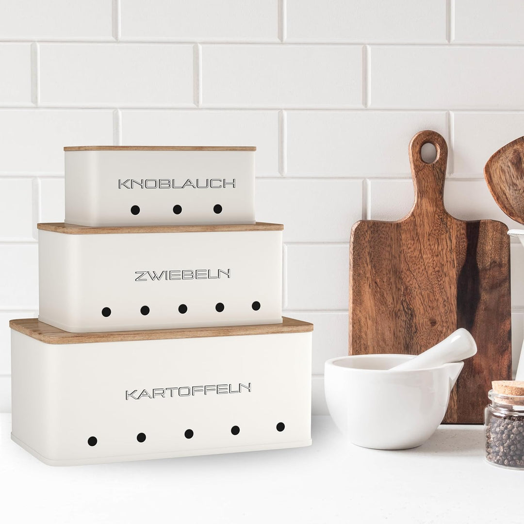 kartoffel aufbewahrungsbox - Set 3 aufbewahrung kartoffeln zwiebeln knoblauch - gemüse aufbewahrung