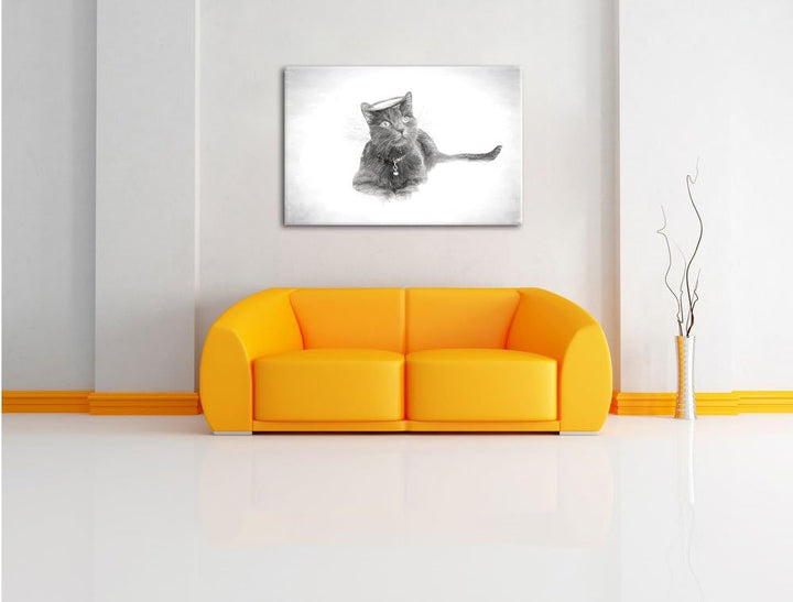 Pixxprint Katzen-Engel im Himmel als Leinwandbild/Grösse: 100x70 / Wandbild/Kunstdruck/fertig bespan