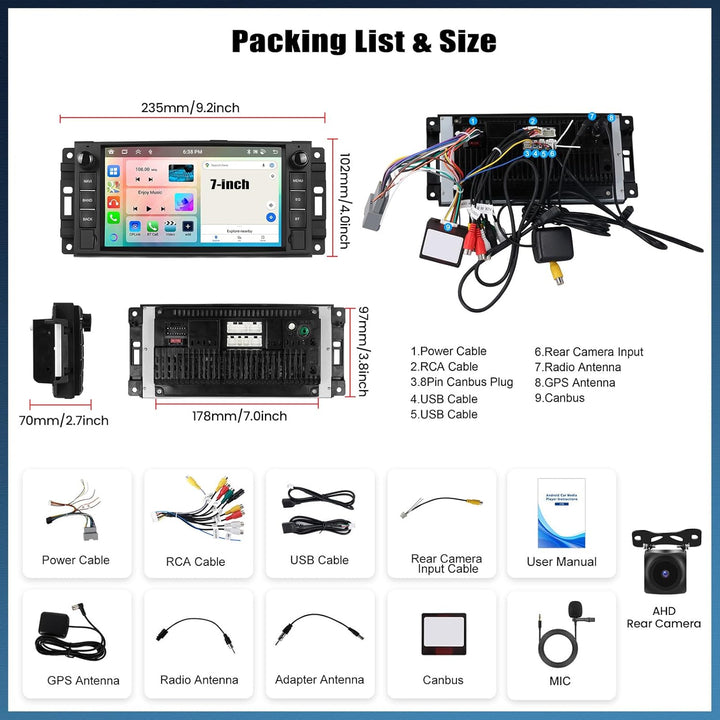 Android 15, 6G+128G 8Kern Autoradio für Jeep Wrangler Compass Grand Cherokee/Chrysler 300C/Dodge Ram
