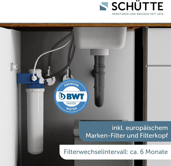 SCHÜTTE 99805 AQUASTAR PRO Trinkwasser-Spültischarmatur mit Filtersystem, 3 Wege Küchenarmatur, Küch