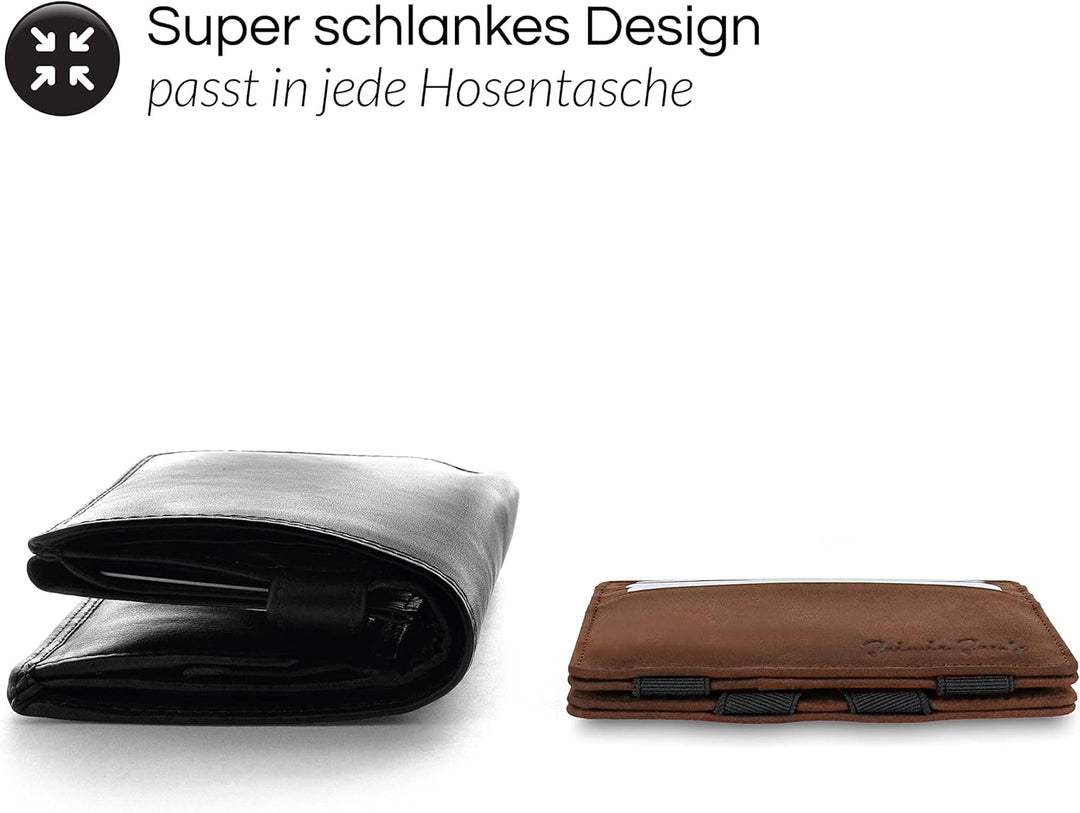 Jaimie Jacobs Flap Boy Slim mit Gravur - das Original - Magic Wallet ohne Münzfach Magischer Geldbeu