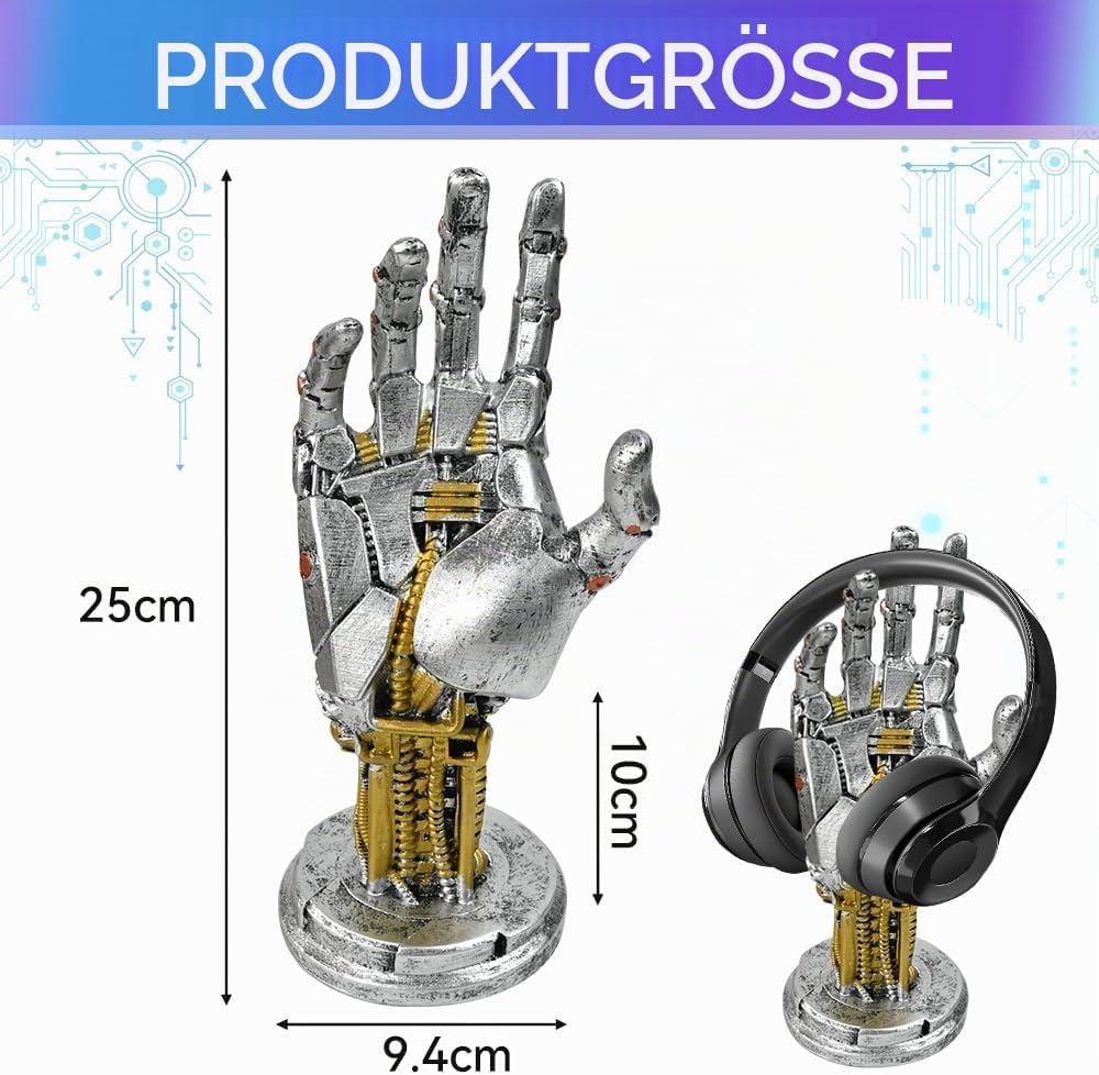 Cyberpunk Kopfhörerständer und Controller Ständer, Gaming Ständer Futuristisches Metalloptik Dekor C