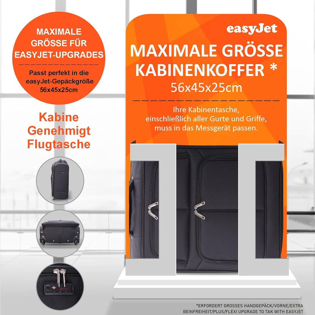 Aerolite 56x45x25 Trolley Koffer easyJet, British Airways, Jet2, Wizz Air Maximum Höchstbetrag 2 Rol