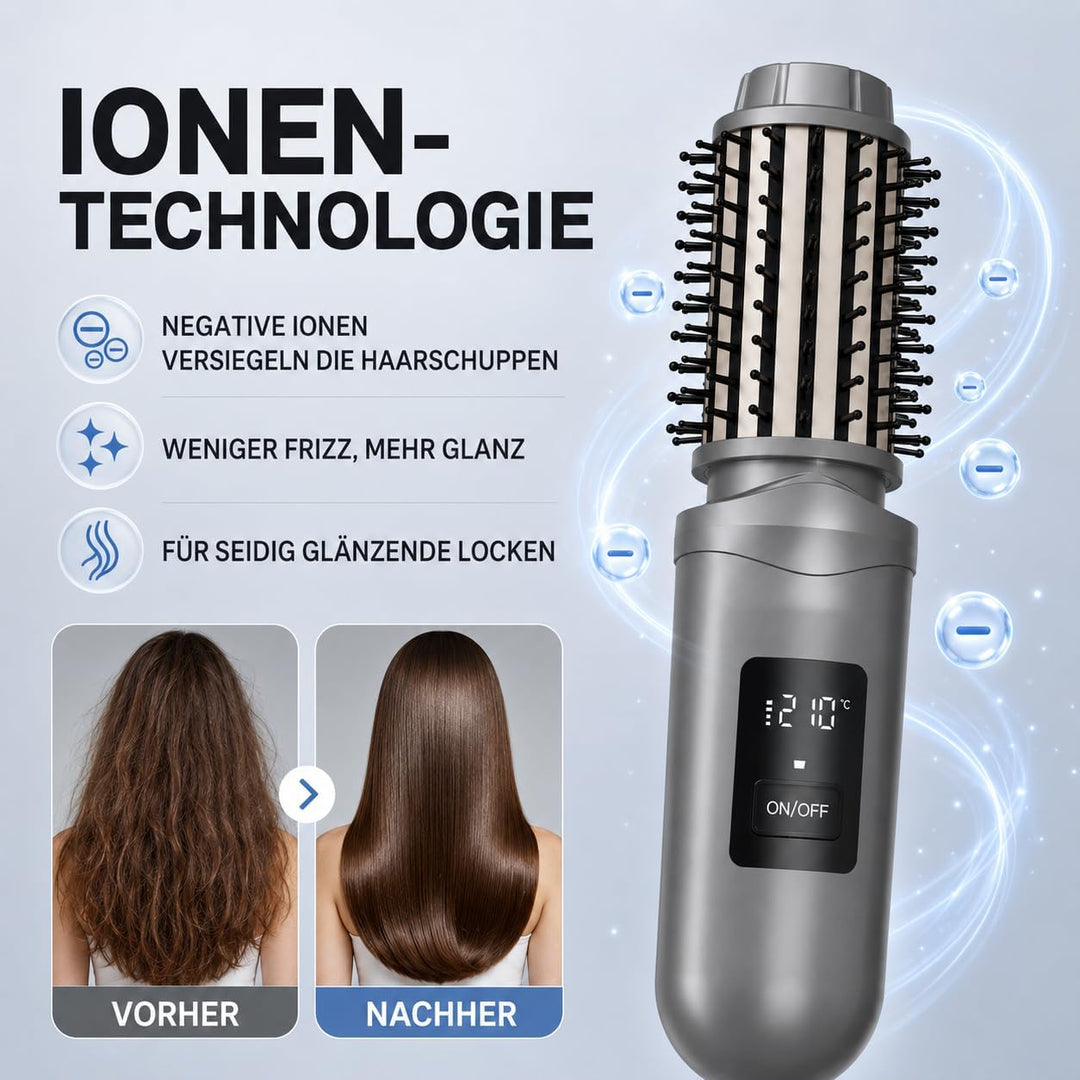 Thermobürste, Wiederaufladbar Lonische Lockenbürste für definierte Locken & Wellen, 3 Temperaturstuf
