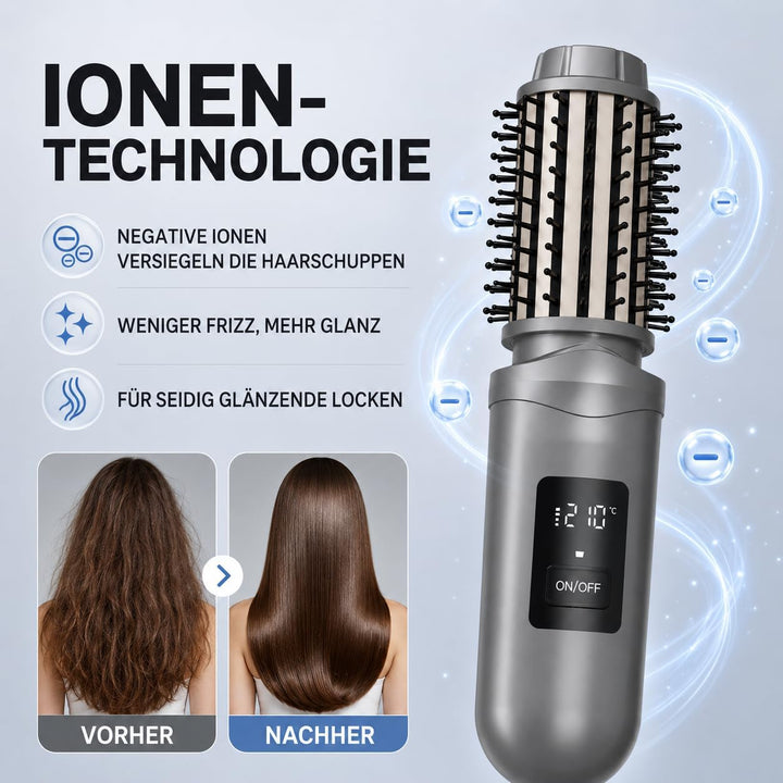 Thermobürste, Wiederaufladbar Lonische Lockenbürste für definierte Locken & Wellen, 3 Temperaturstuf