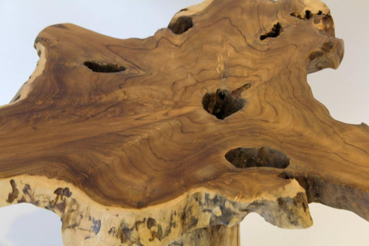 Kinaree Holz Beistelltisch ALOR Setar - Durchmesser ca. 50-55cm Beistelltisch aus Teak Massivholz in