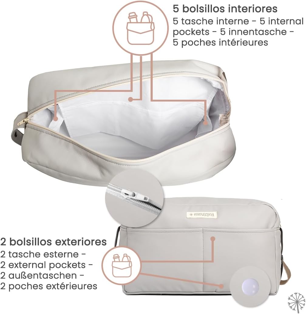 MIMUSELINA Kinderwagen Organizer mit grossem Fassungsvermögen Kinderwagentasche mit + 7 Fächern - Wi