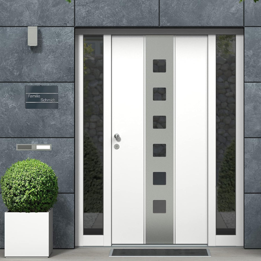 Graviers Design Türschild aus V2A Edelstahl 215x150mm - Anthrazit RAL 7016 - Wetterfest Rostfrei Ind