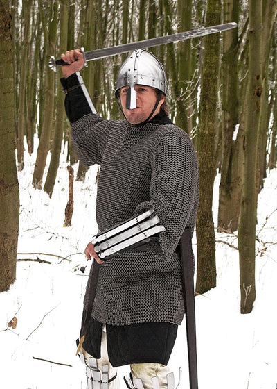 Battle-Merchant Kettenhemd Haubergeon, unvernietet, ID 8 mm, brüniert XL, XL