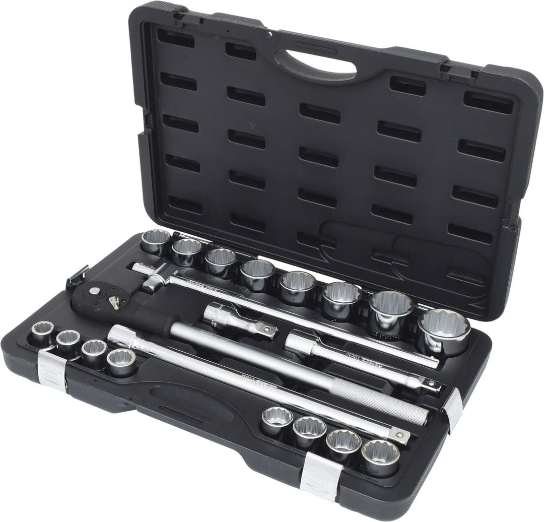 KS Tools 911.0751 3/4 Zoll 12-Kant Steckschlüssel-Satz | inklusive Umschaltknarre, 24-Zahn | matt sa