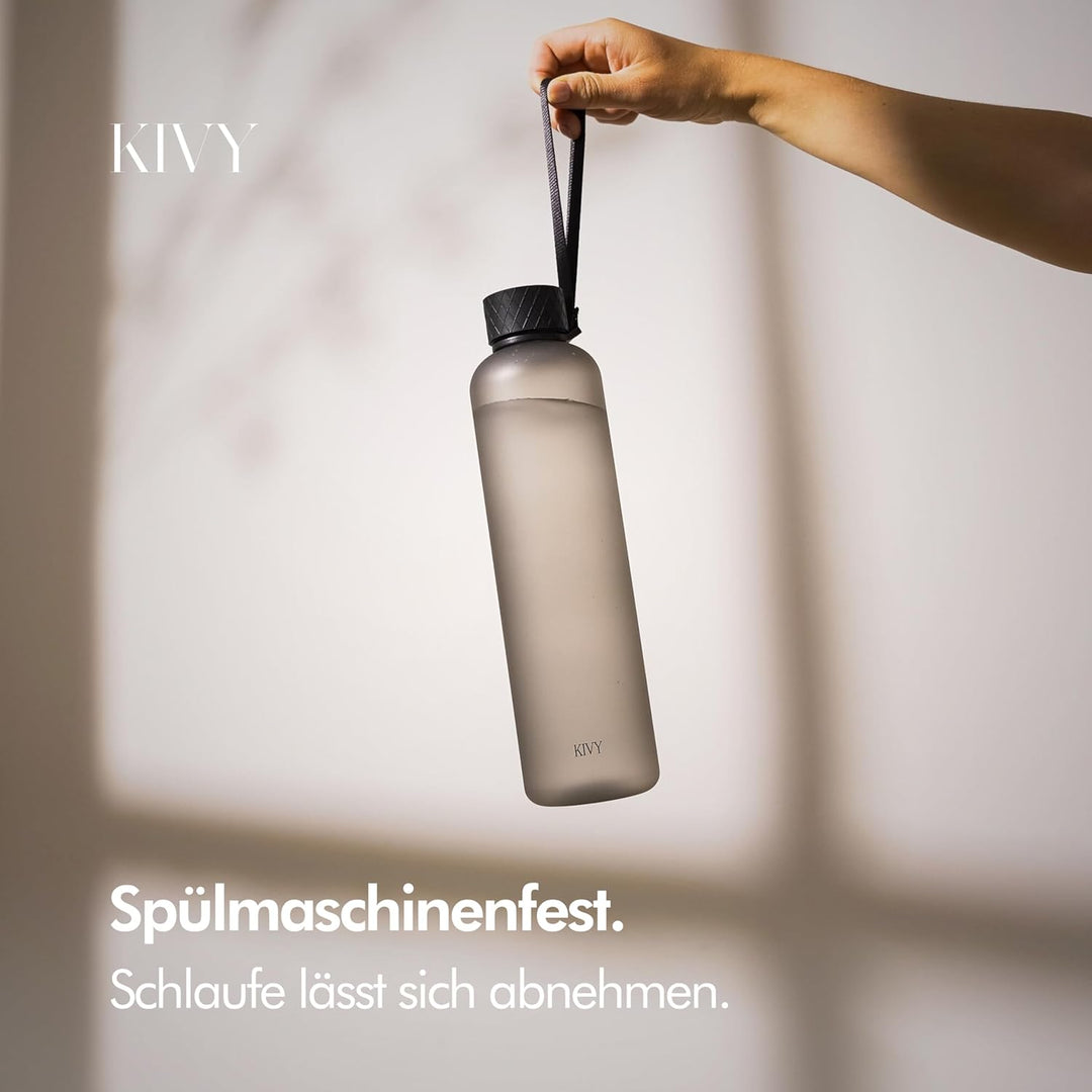 KIVY Trinkflasche 1l - Kohlensäure geeignet, Auslaufsicher, Bruchsicher, Federleicht - Trinkflasche