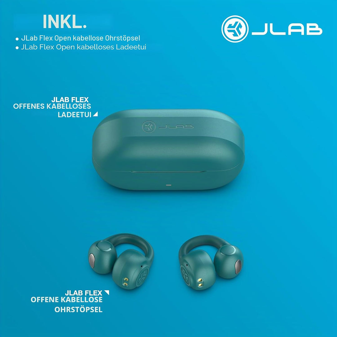 JLab Flex Open Ear Kopfhörer - Open Ear Earbuds, Manschetten-Design Clip-On-Kopfhörer, 21 Stunden Ak