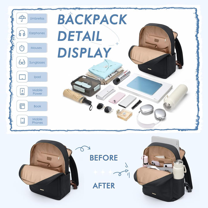 Rucksack Damen Herren Elegant, 17.3Zoll Laptop Rucksack Wasserdicht mit Laptopfach, Business Laptopt