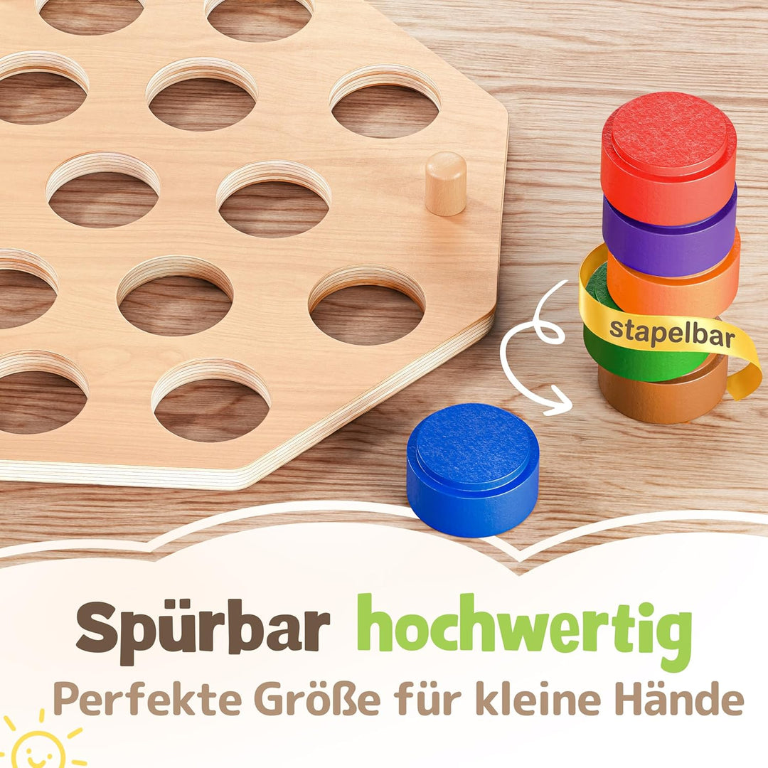 Farblernstation - Farben Lernen Steckspiel ab 2 Jahren - Montessori Spielzeug für Mädchen & Jungen -