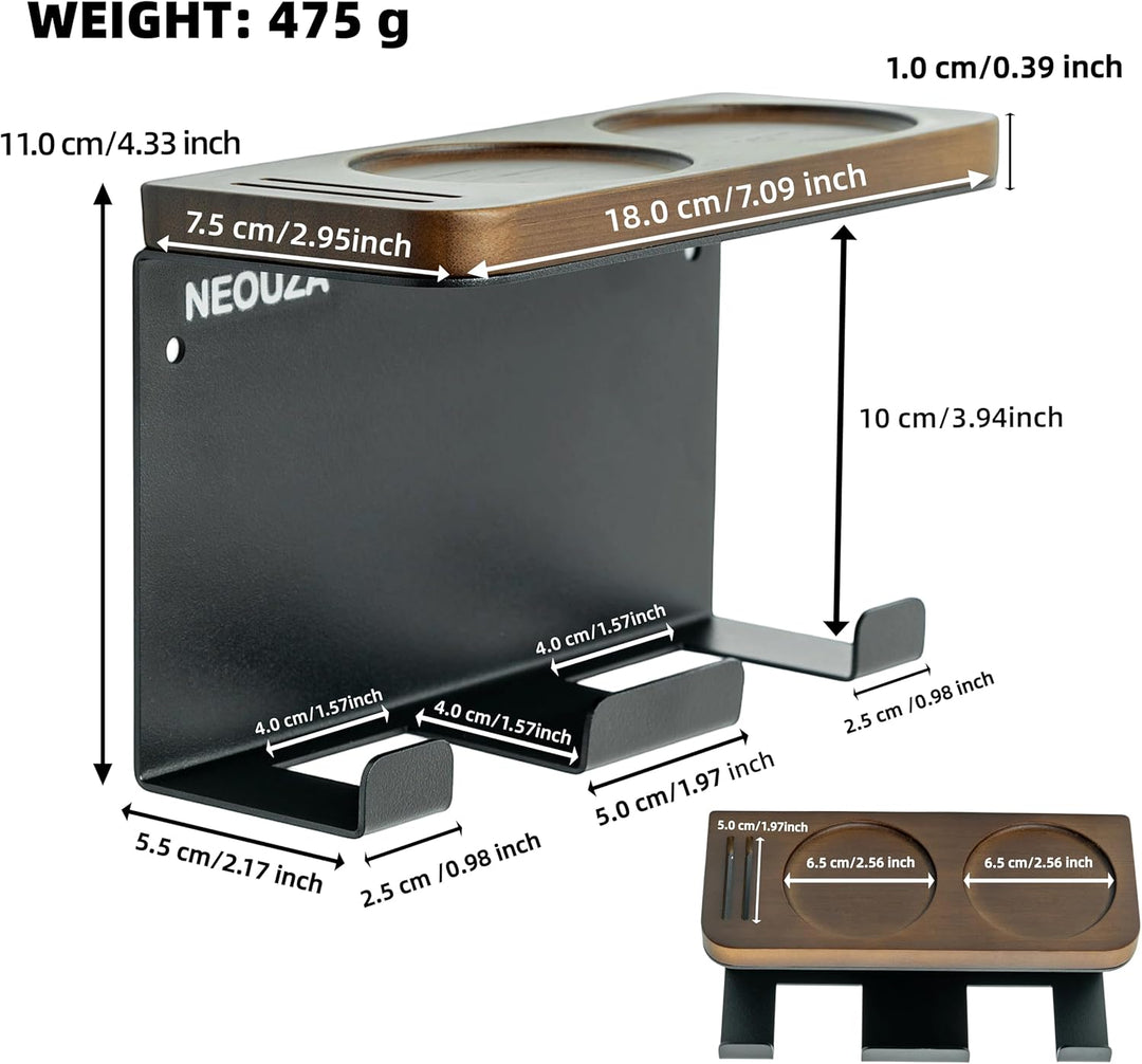NEOUZA Espressozubehör-Halter, wandmontierter Organizer für Kaffeestampfer, Verteiler, Siebträger, P