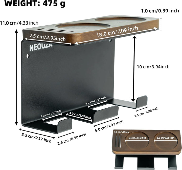 NEOUZA Espressozubehör-Halter, wandmontierter Organizer für Kaffeestampfer, Verteiler, Siebträger, P
