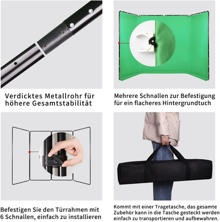 GSKAIWEN 7,87ftx13,12ft tragbarer grosser Grün-Hintergrund, Fotohintergrund-Unterstützungssystem für