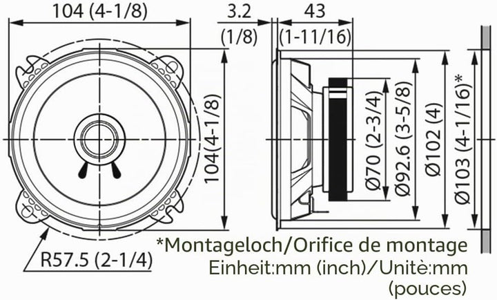 Kenwood KFC-S1056 Doppelkonus-Lautsprecher, 100 mm schwarz