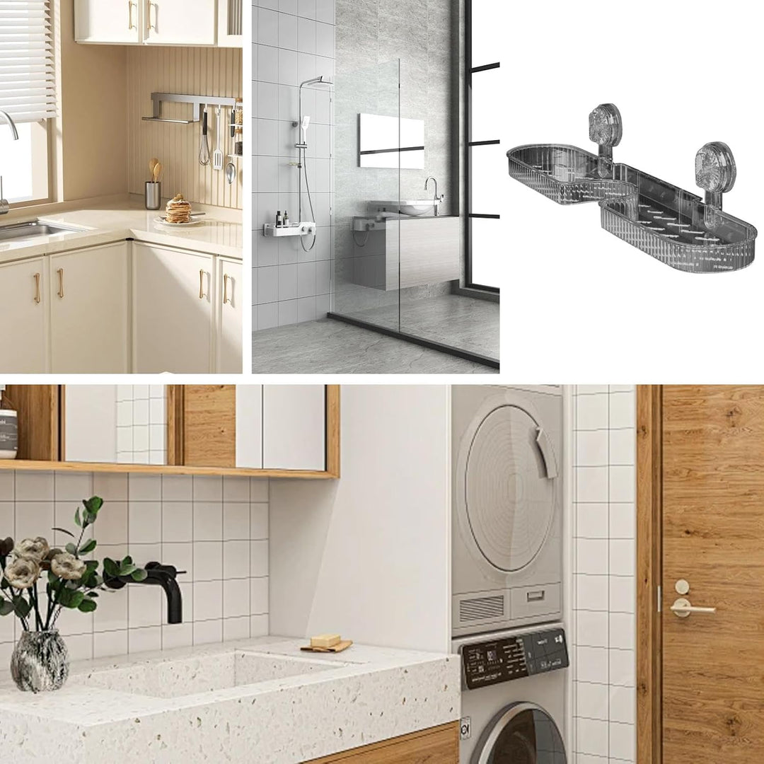 Bathroom Shelves, Shower Shelf, No-Drill Bathroom Suction Storage Box, Non-Slip Wall Mounted Shower