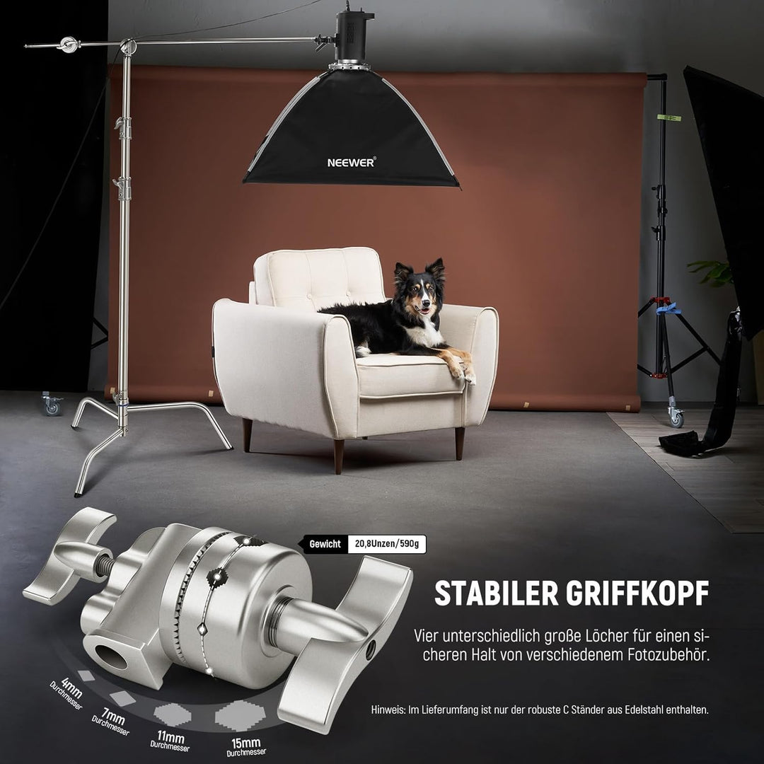 Neewer SC320Q SC320Q C-Ständer aus Edelstahl, strapazierfähig, mit Galgenarm, schnelle Einrichtung,