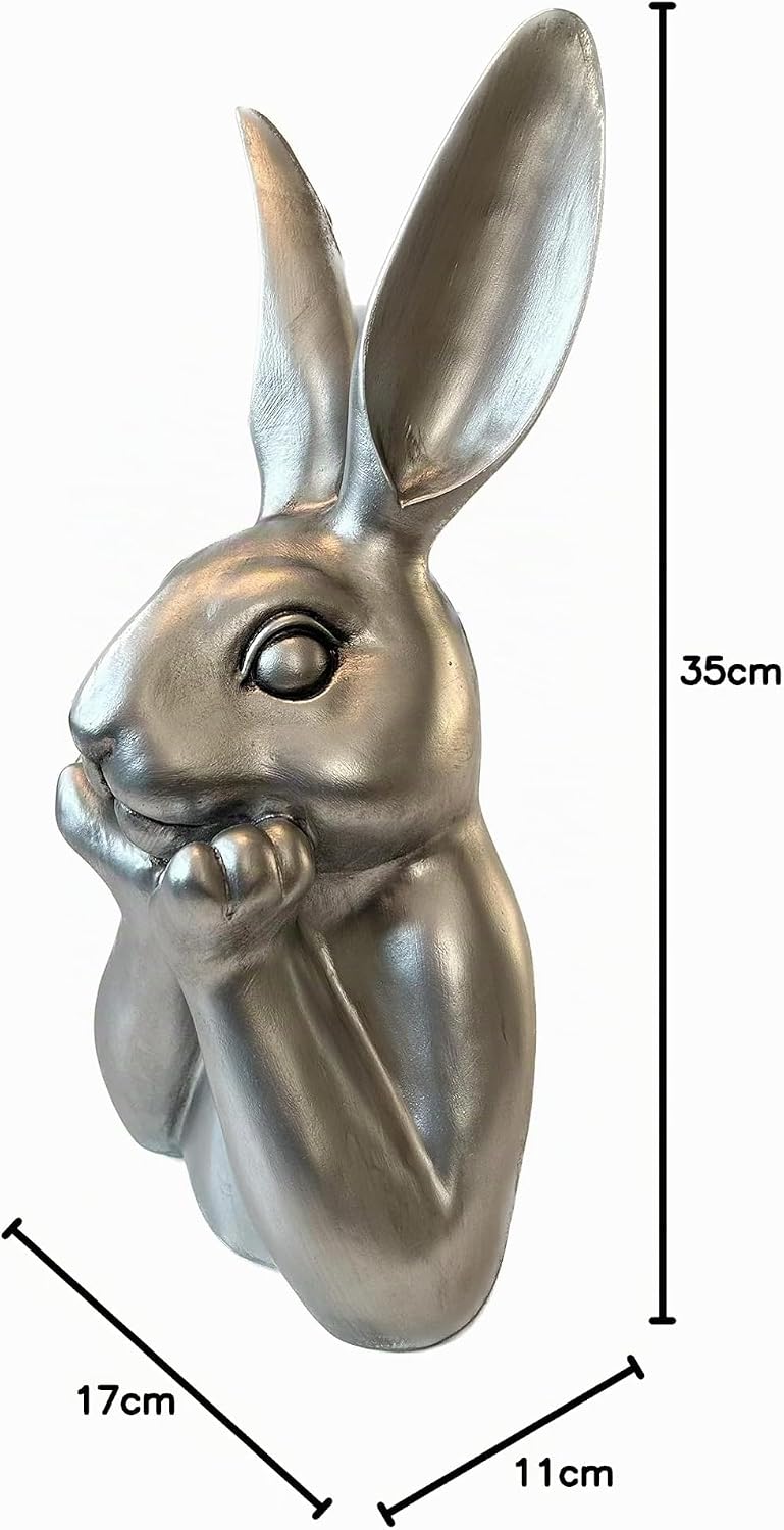 presentis HASENBÜSTE Osterhase Deko Ben 35 cm Silber Altsilber Osterdeko, Silber