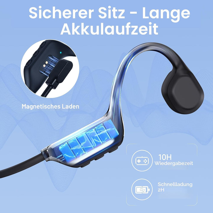 IFECCO knochenschall kopfhörer Bluetooth 6.0 für Radfahren | IP67 Wasserdicht Open-Ear Headphones wi